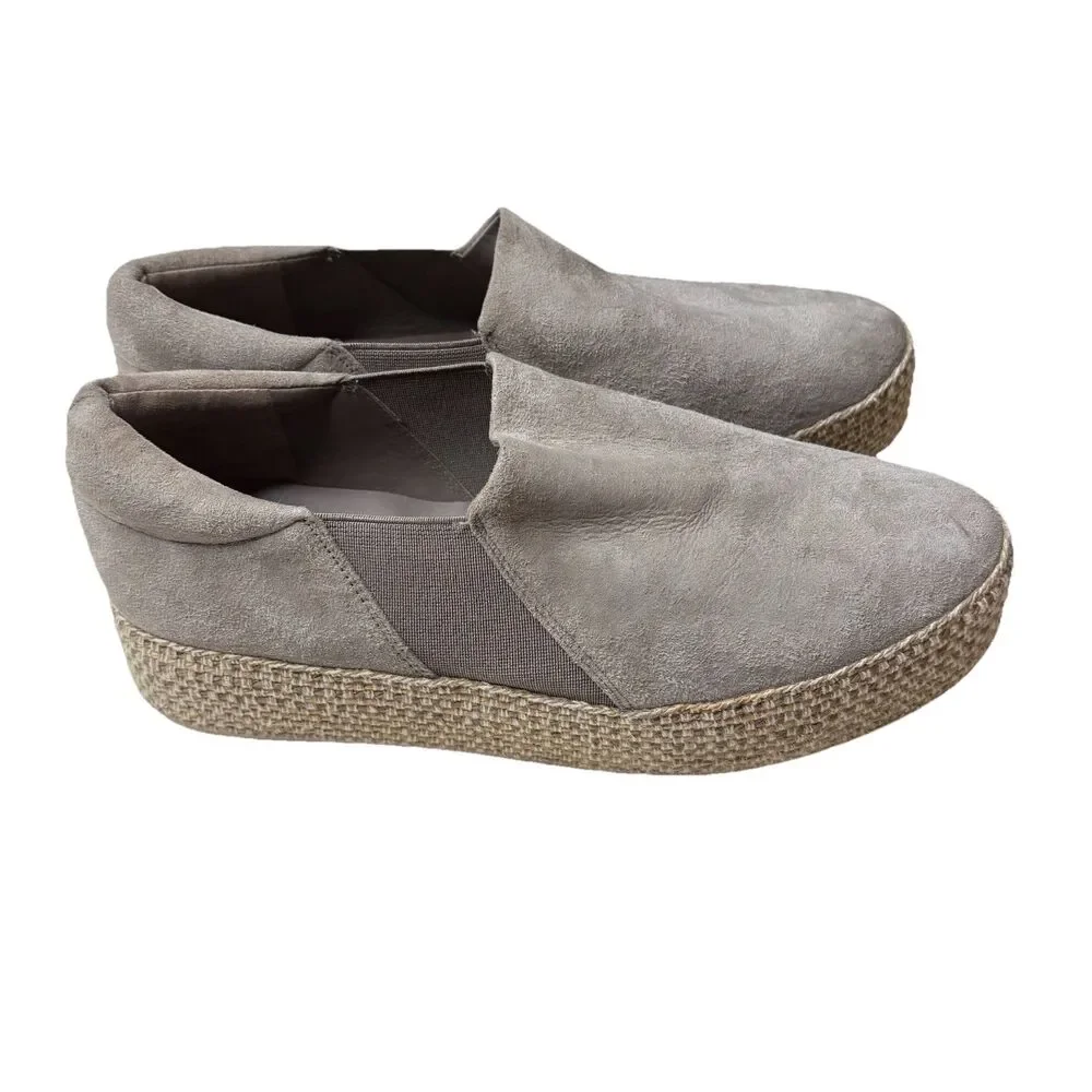 Vince Wilden Gray Suede Platform Slip on Espadrilles. Size 8.5 Womens